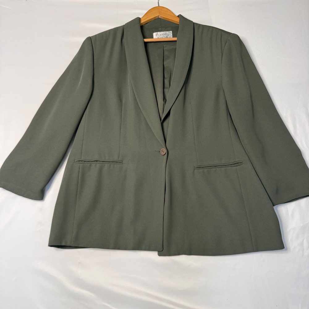 Vintage Ingenuity Petite Plus Women's 18W Olive Green Blazer Made in Canada